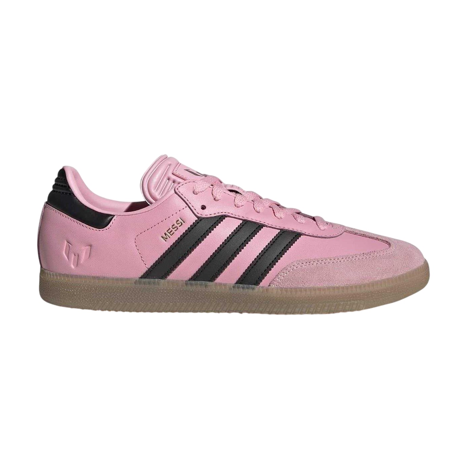Pink-Black-Gum - Front - Adidas Womens-Ladies Messi Leather Trainers