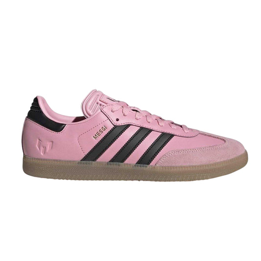 Pink-Black-Gum - Front - Adidas Womens-Ladies Messi Leather Trainers