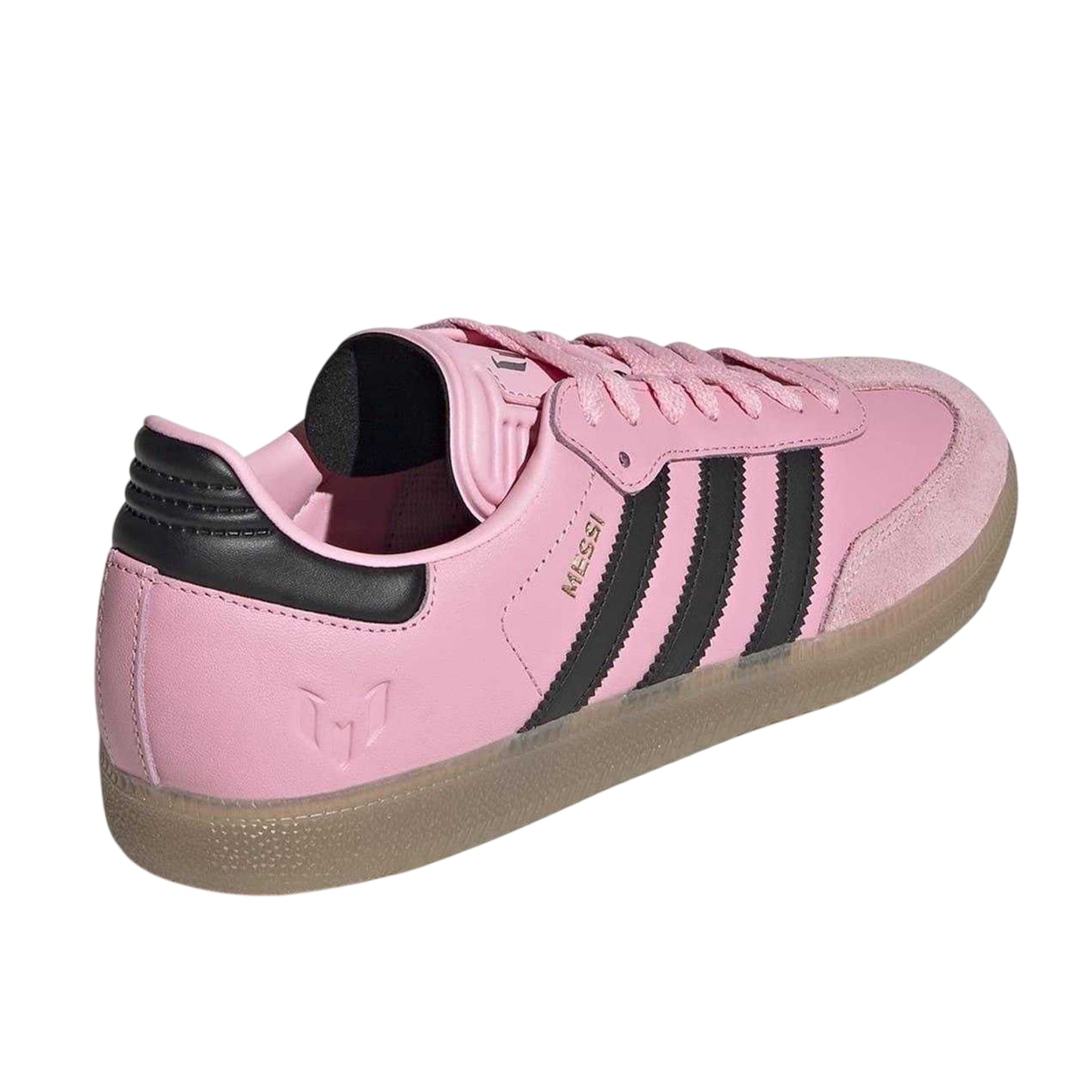 Pink-Black-Gum - Back - Adidas Womens-Ladies Messi Leather Trainers