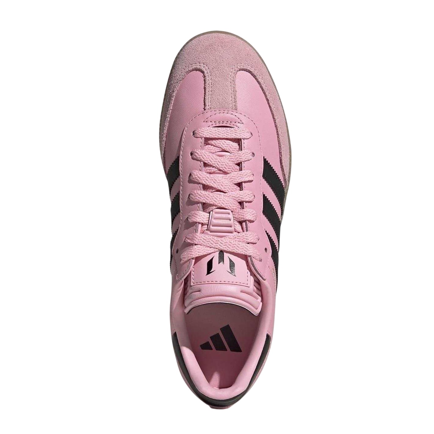 Pink-Black-Gum - Pack Shot - Adidas Womens-Ladies Messi Leather Trainers