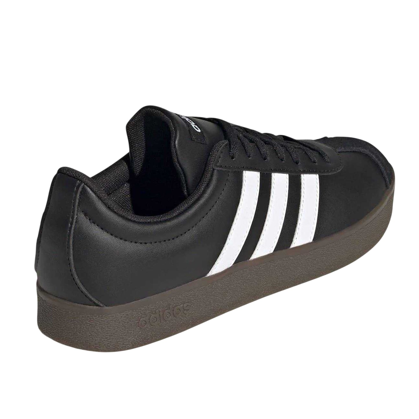 Black-White-Gum - Back - Adidas Womens-Ladies 3 Stripes Synthetic Trainers
