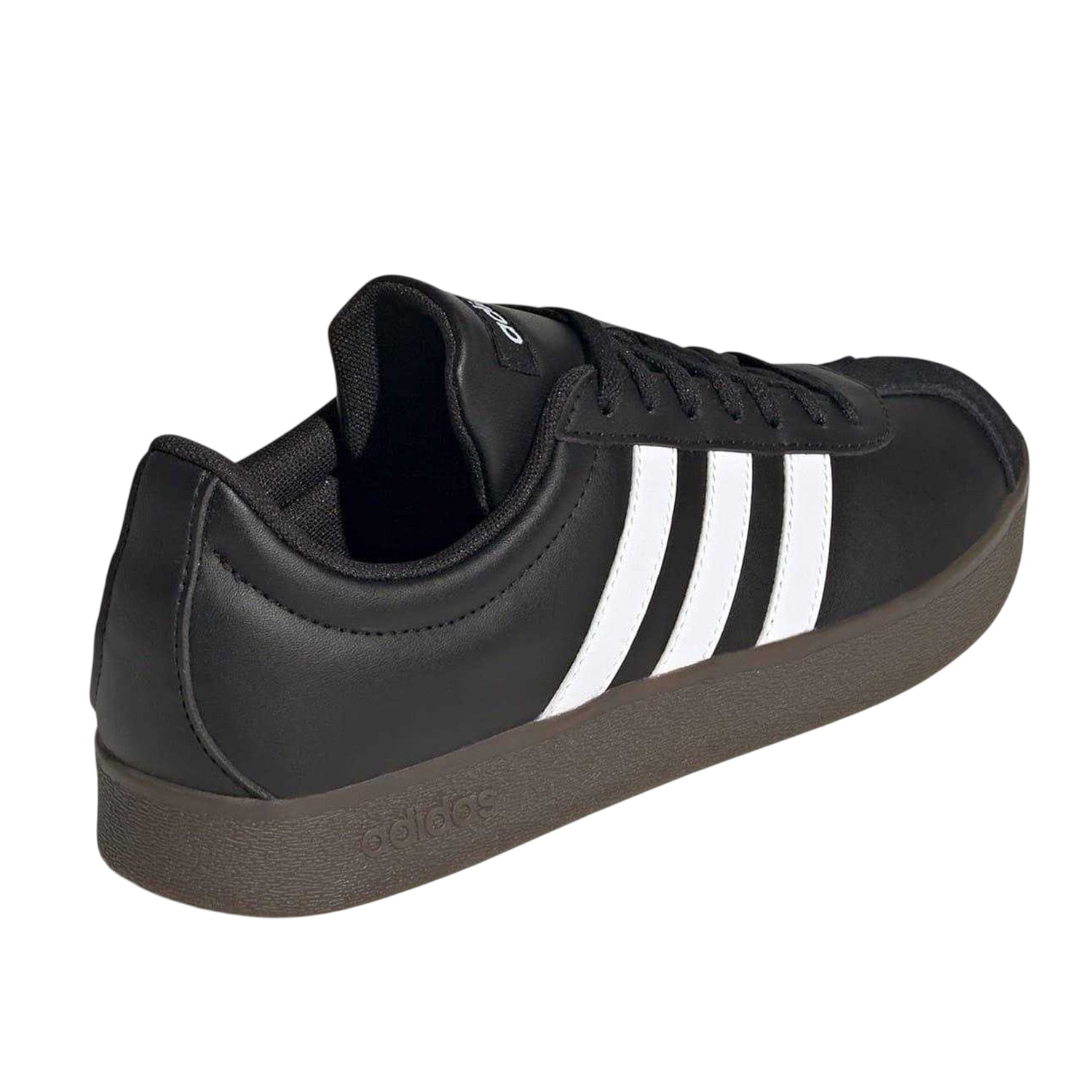 Black-White-Gum - Back - Adidas Womens-Ladies 3 Stripes Synthetic Trainers
