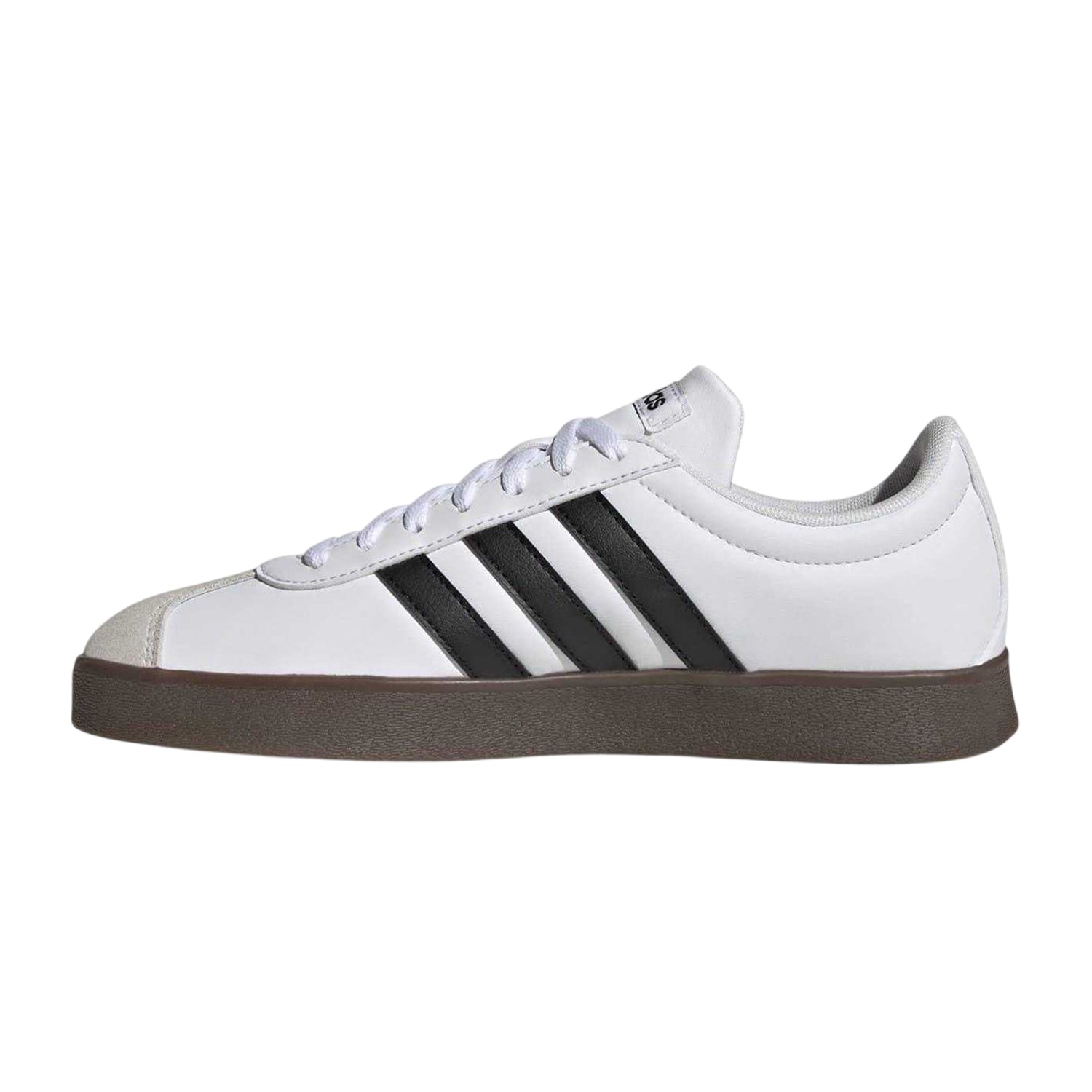 White-Black-Gum - Side - Adidas Womens-Ladies 3 Stripes Synthetic Trainers