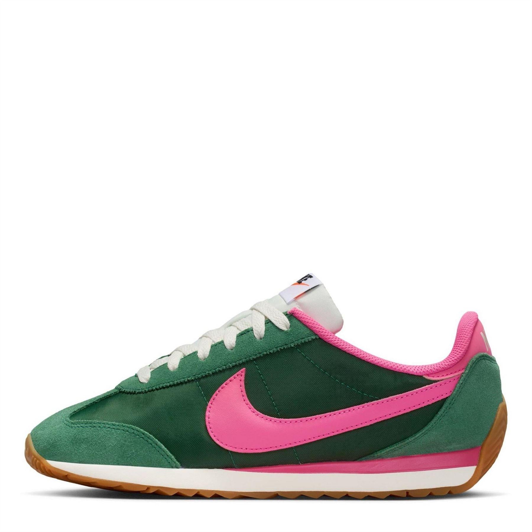 Green-Pink - Back - Nike Womens-Ladies Waffle Debut Suede Wedge Trainers