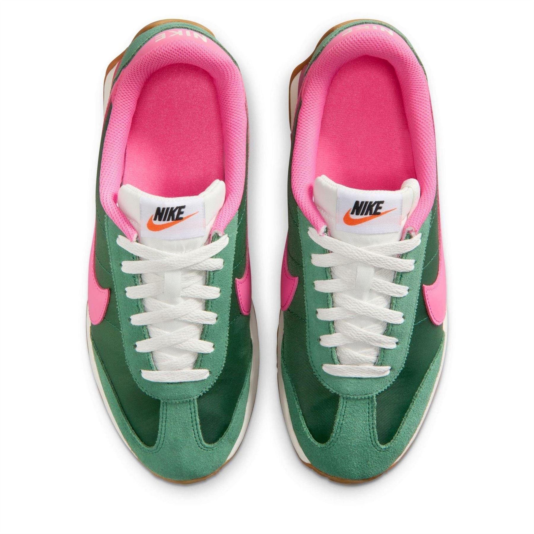 Green-Pink - Pack Shot - Nike Womens-Ladies Waffle Debut Suede Wedge Trainers