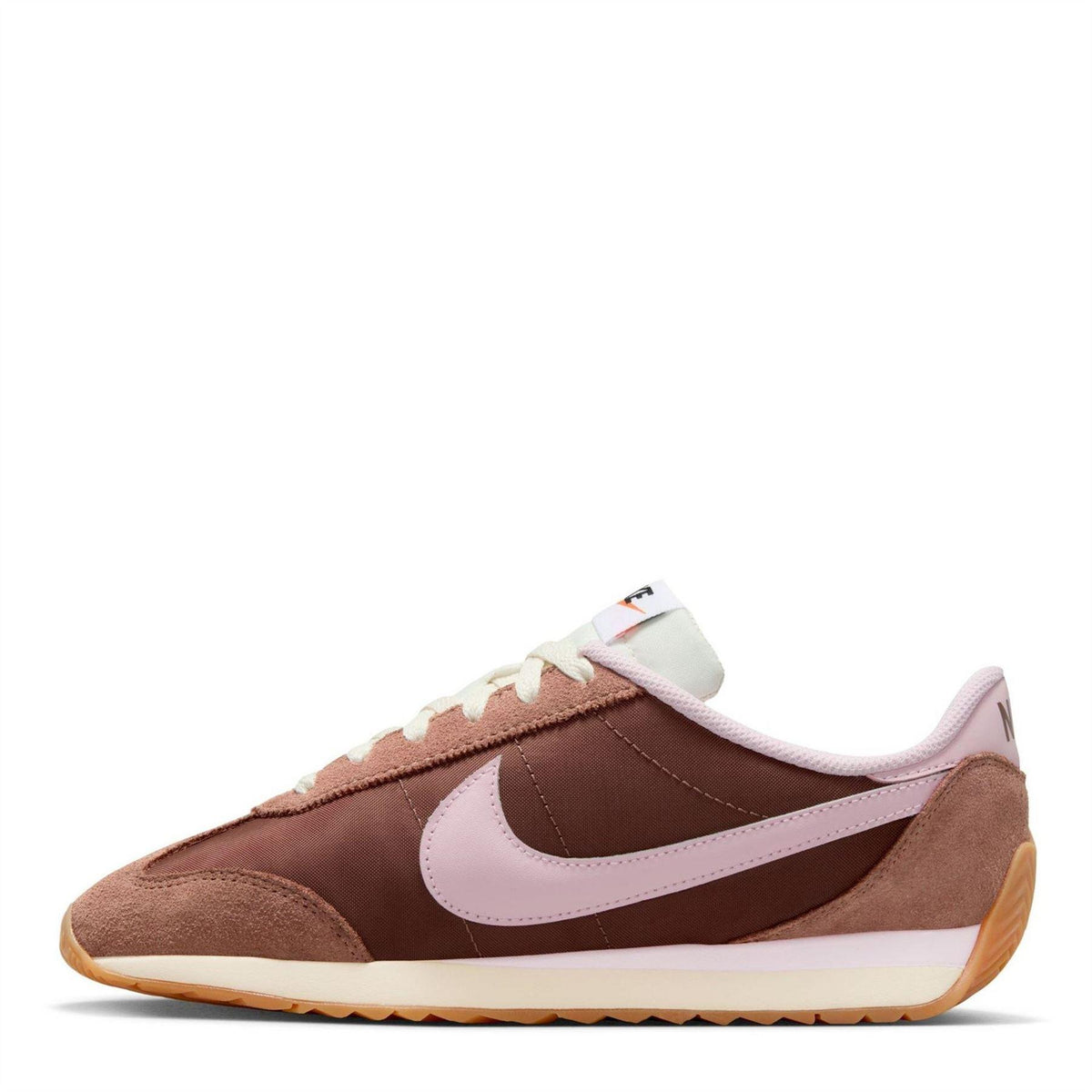 Brown-Pink - Back - Nike Womens-Ladies Waffle Debut Suede Wedge Trainers