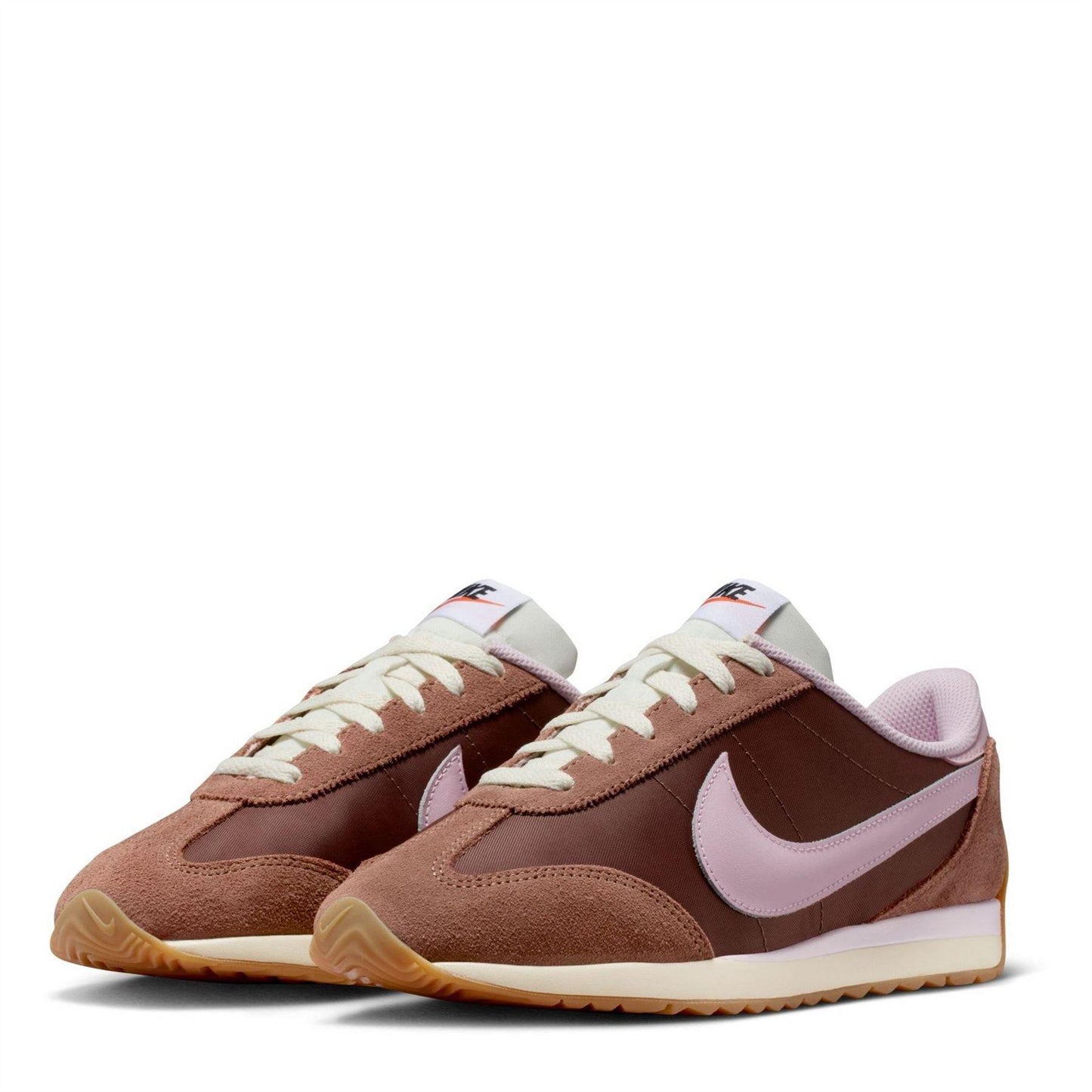 Brown-Pink - Side - Nike Womens-Ladies Waffle Debut Suede Wedge Trainers