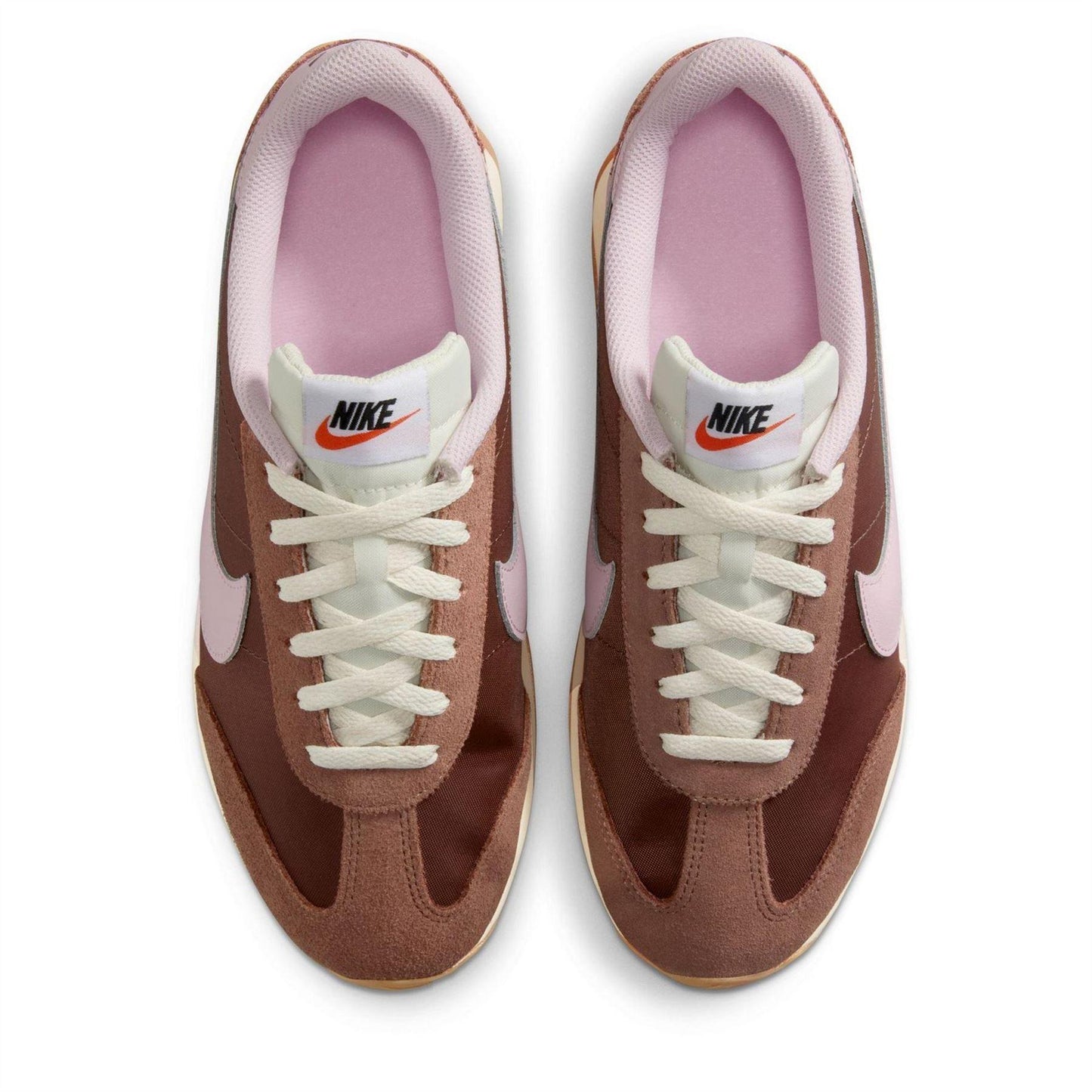 Brown-Pink - Pack Shot - Nike Womens-Ladies Waffle Debut Suede Wedge Trainers