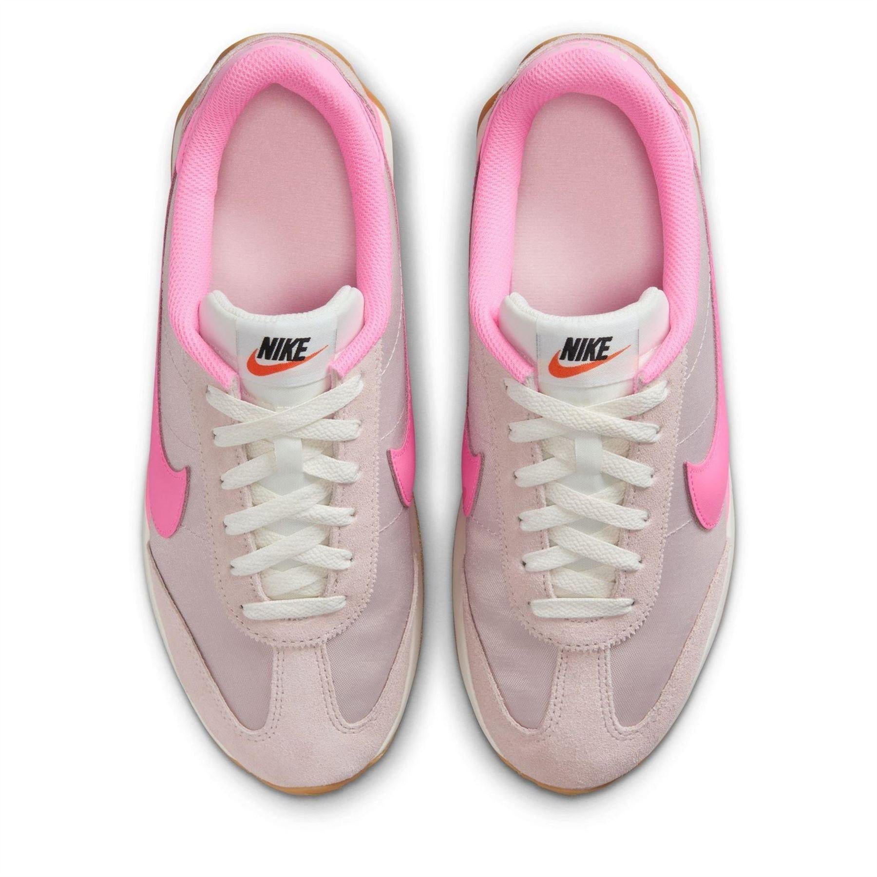 Red-Pink - Pack Shot - Nike Womens-Ladies Waffle Debut Suede Wedge Trainers
