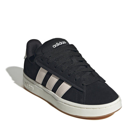 Black-Pink - Side - Adidas Womens-Ladies Grand Court Alpha Leather Cloudfoam Trainers