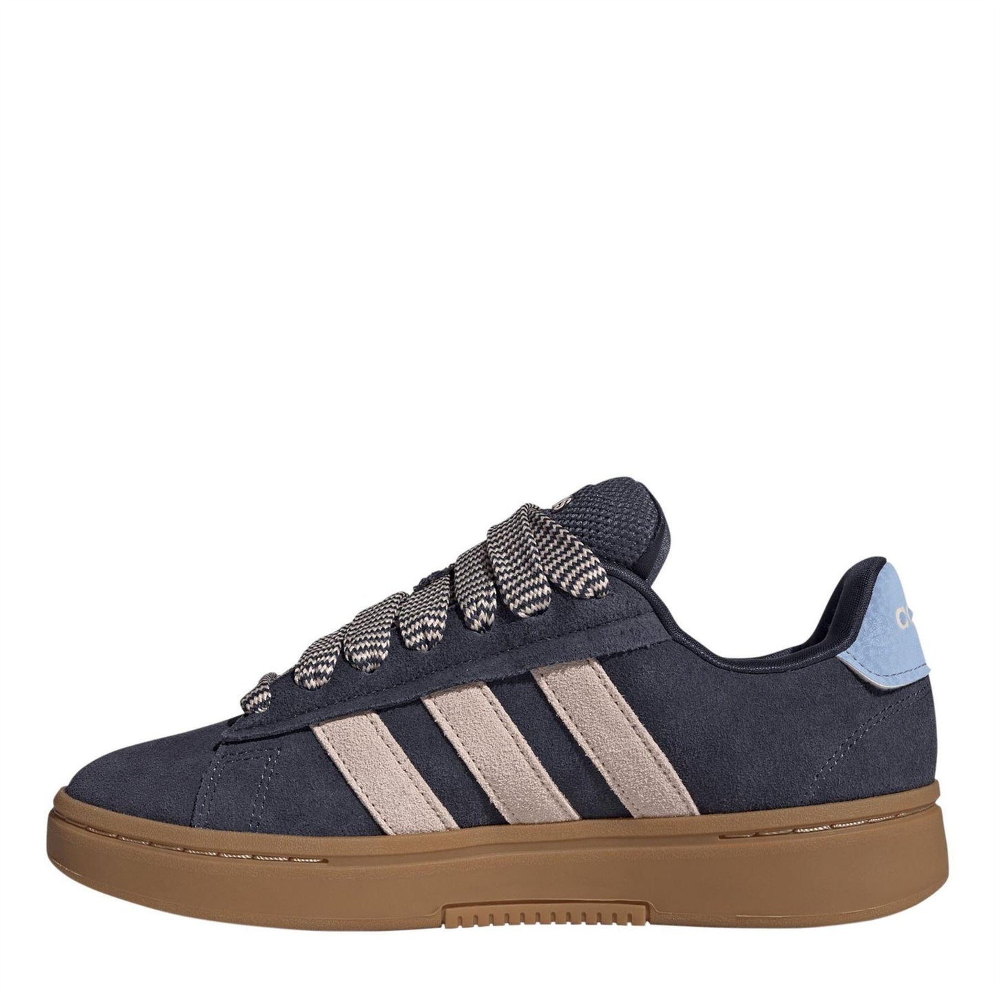 Navy-Pink-Gum - Back - Adidas Womens-Ladies Grand Court Alpha Leather Cloudfoam Trainers