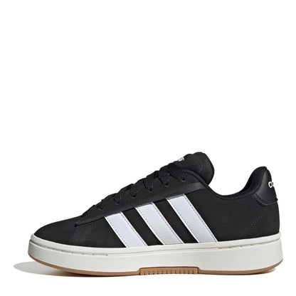 Black-White-Gum - Back - Adidas Womens-Ladies Grand Court Alpha Leather Cloudfoam Trainers