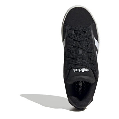 Black-White-Gum - Pack Shot - Adidas Womens-Ladies Grand Court Alpha Leather Cloudfoam Trainers