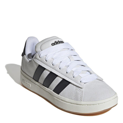 Grey-Black - Back - Adidas Womens-Ladies Grand Court Alpha Leather Cloudfoam Trainers