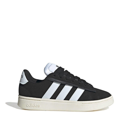 Black-White - Front - Adidas Womens-Ladies Grand Court Alpha Leather Cloudfoam Trainers