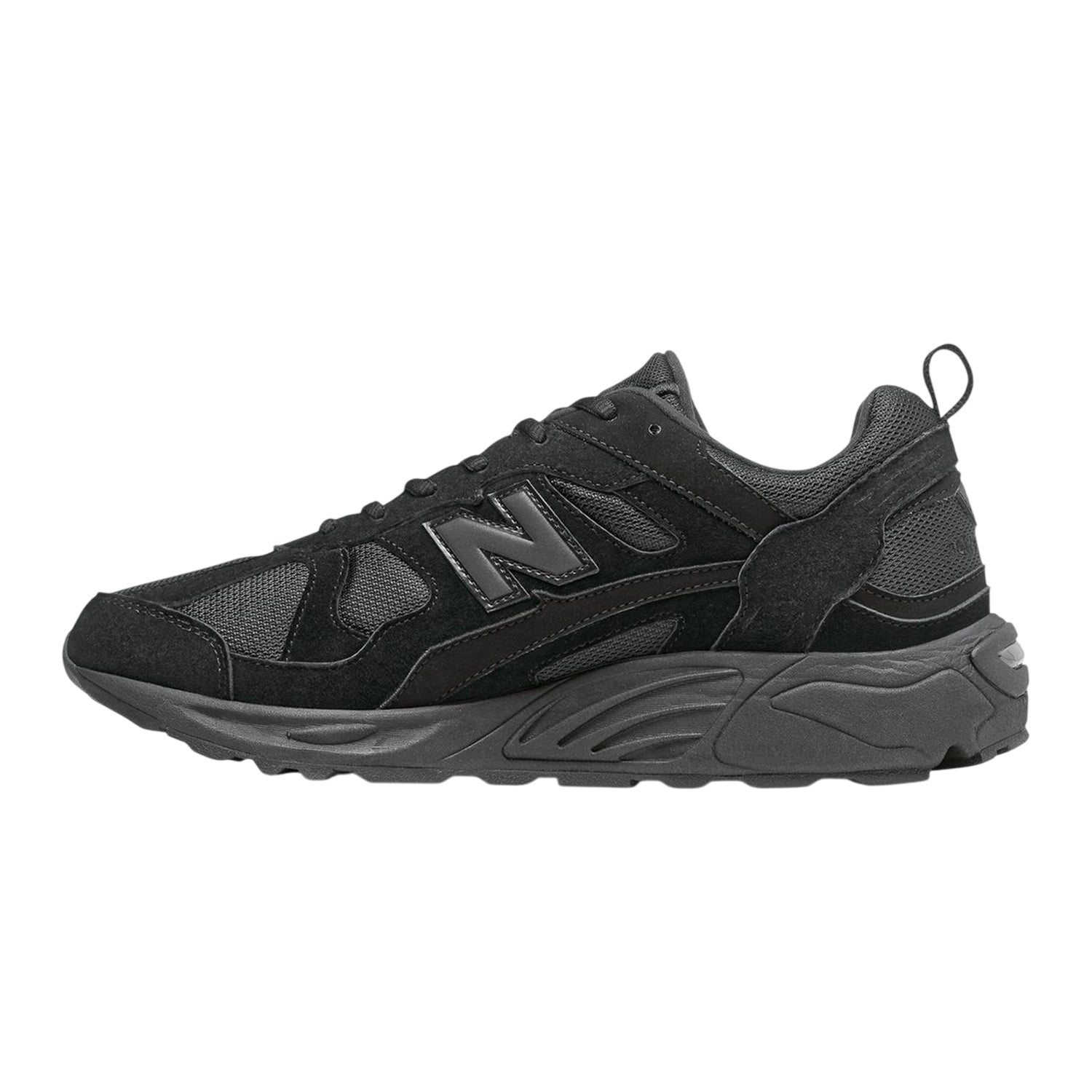 Black - Back - New Balance Mens Leather Low Flat Trainers