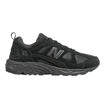 Black - Front - New Balance Mens Leather Low Flat Trainers