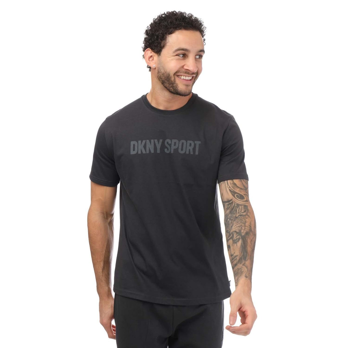 Charcoal - Front - DKNY Mens Tonal Logo T-Shirt