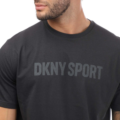 Charcoal - Side - DKNY Mens Tonal Logo T-Shirt