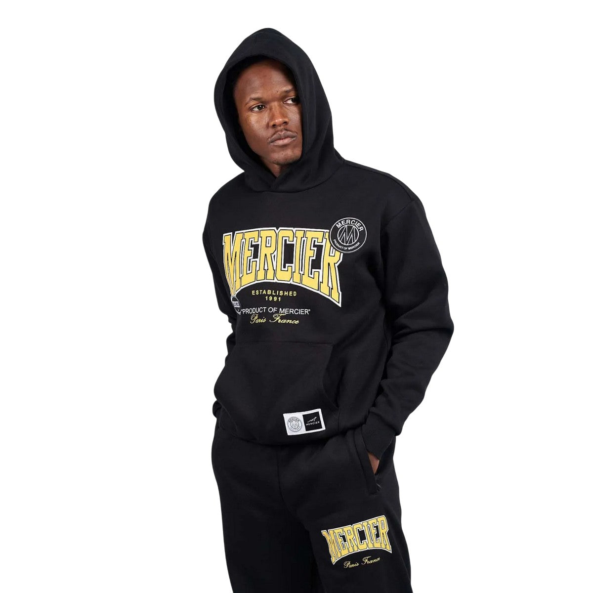 Black-Yellow - Side - Mercier Mens Kansas Relaxed Fit Hoodie