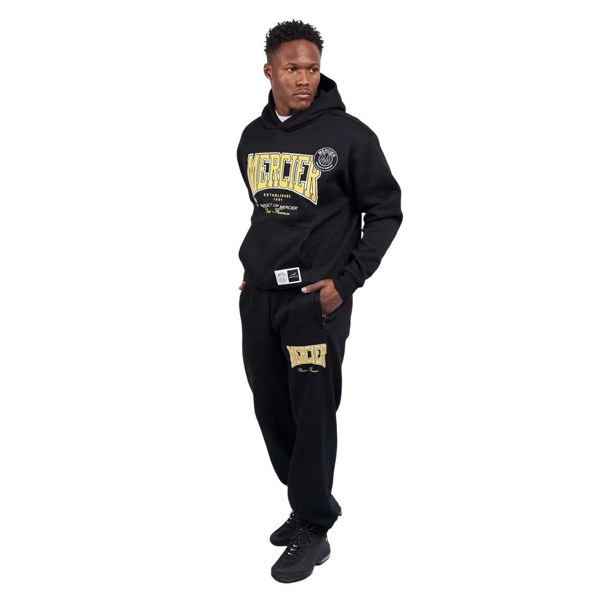 Black-Yellow - Lifestyle - Mercier Mens Kansas Relaxed Fit Hoodie