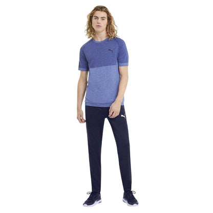 Navy - Pack Shot - Puma Mens Logo Tapered Tracksuit Bottoms