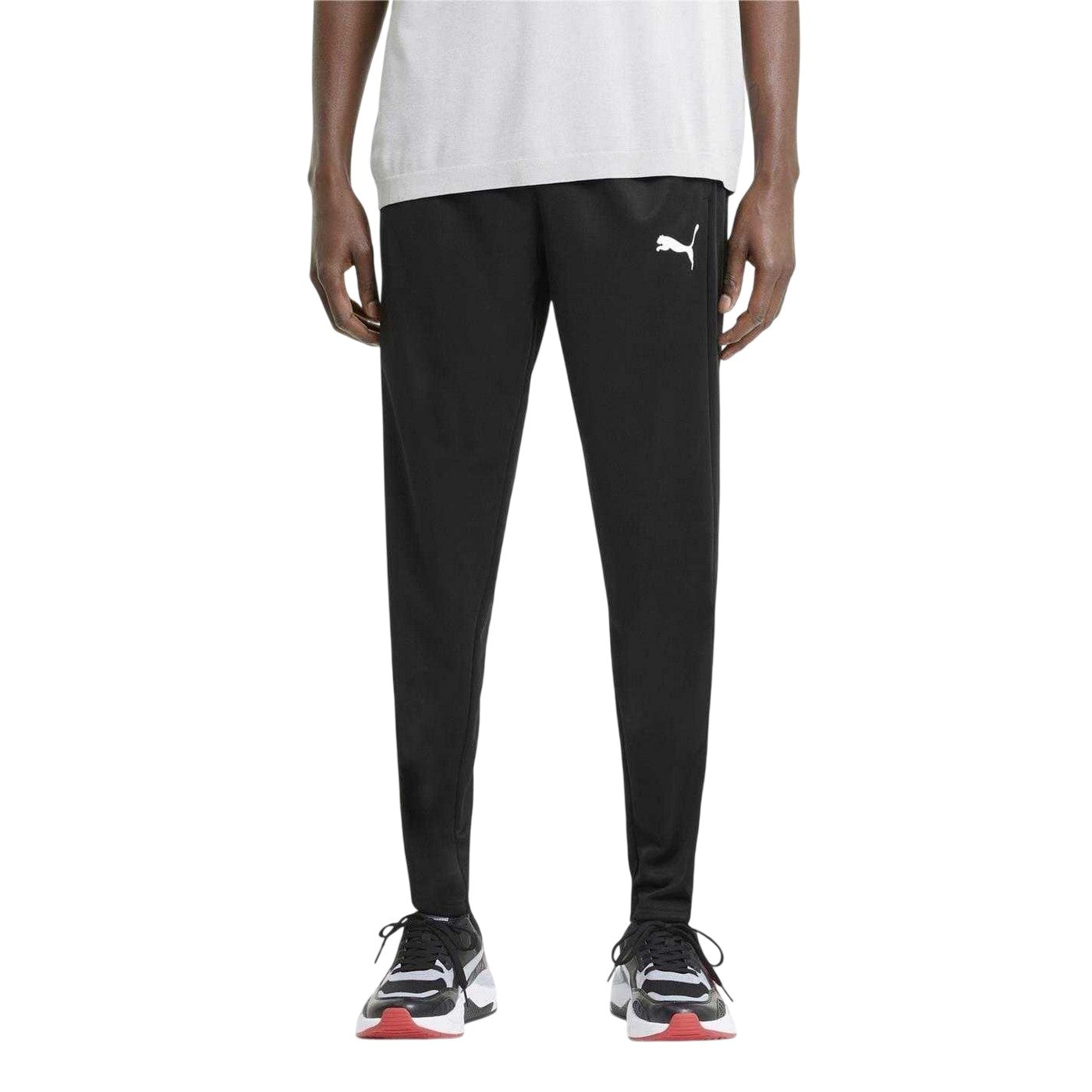 Black - Side - Puma Mens Logo Tapered Tracksuit Bottoms