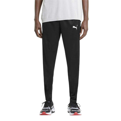 Black - Side - Puma Mens Logo Tapered Tracksuit Bottoms
