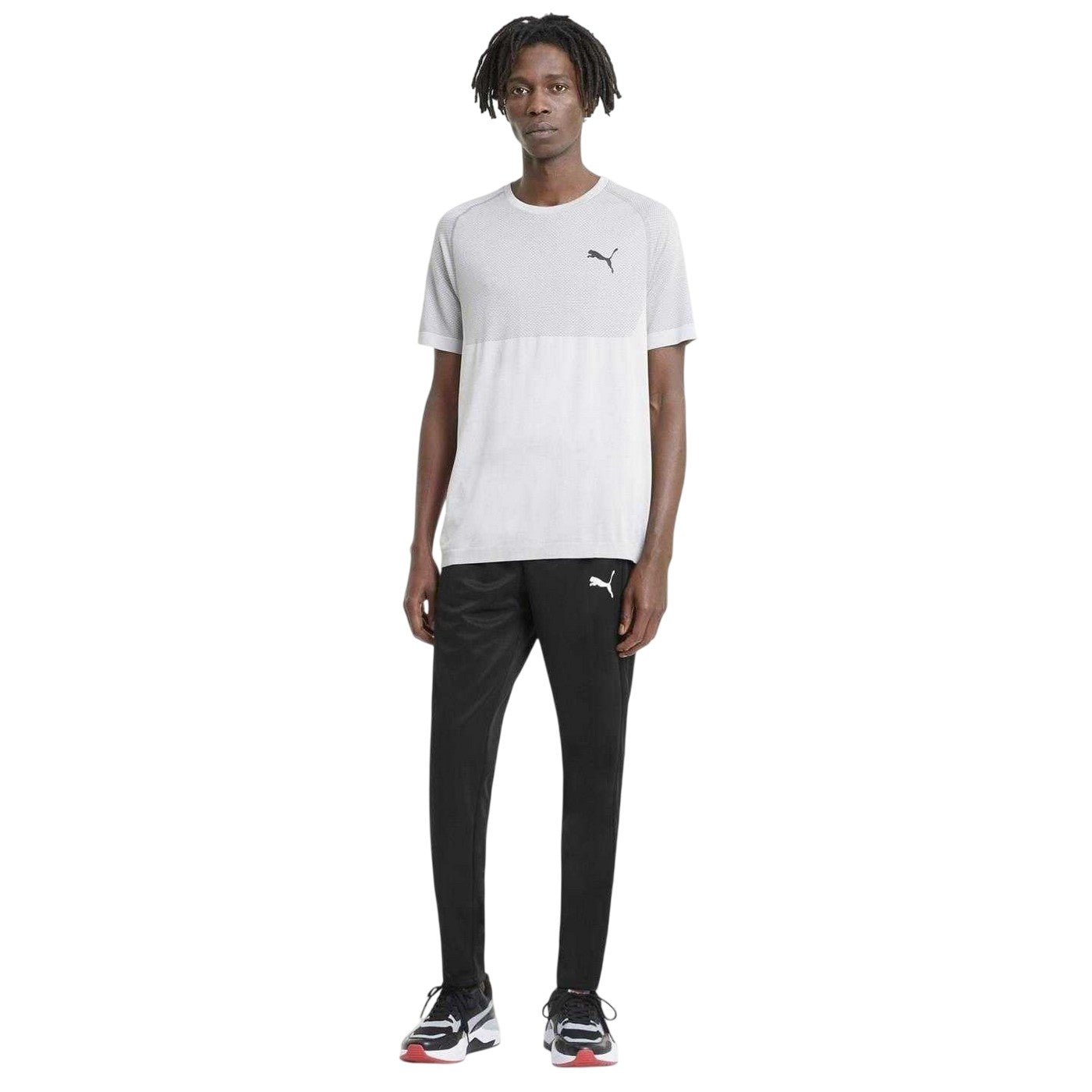 Black - Pack Shot - Puma Mens Logo Tapered Tracksuit Bottoms