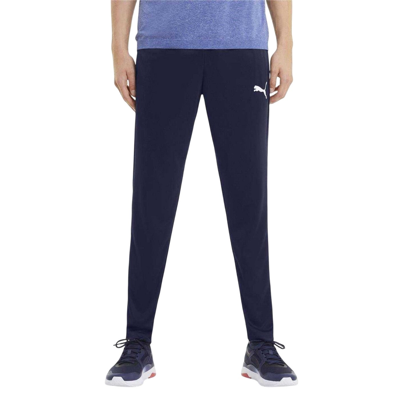 Navy - Side - Puma Mens Logo Tapered Tracksuit Bottoms