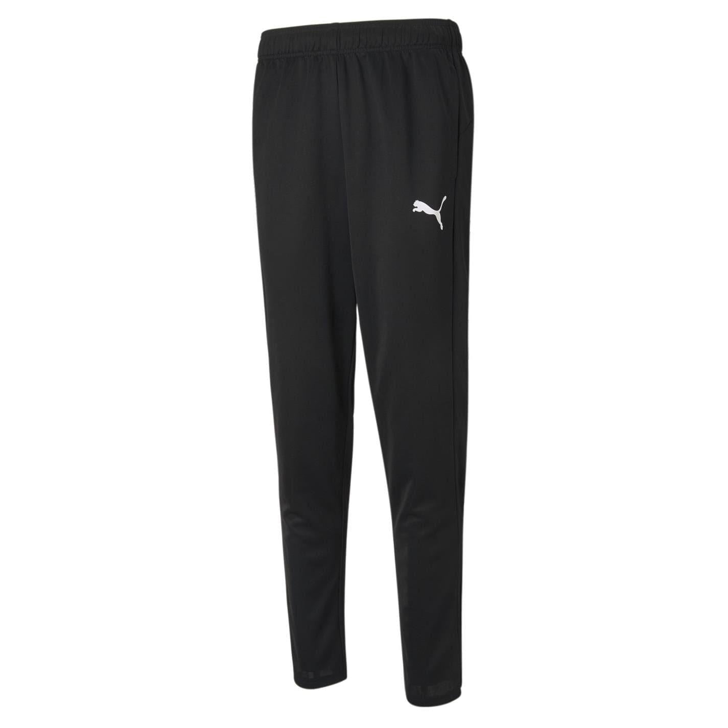 Black - Front - Puma Mens Logo Tapered Tracksuit Bottoms