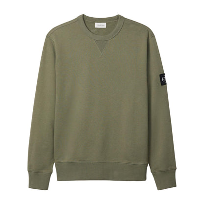 Deep Lichen Green - Front - Calvin Klein Mens Badge Crew Neck Sweatshirt