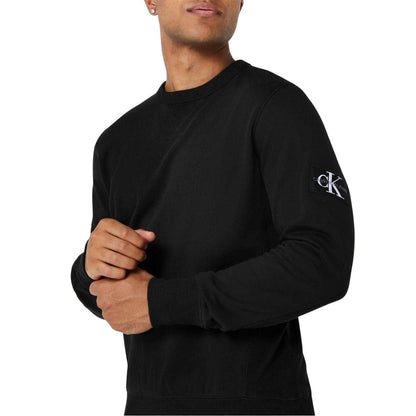 Black - Side - Calvin Klein Mens Badge Crew Neck Sweatshirt