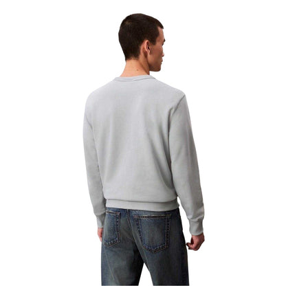 Overcast Grey - Back - Calvin Klein Mens Badge Crew Neck Sweatshirt