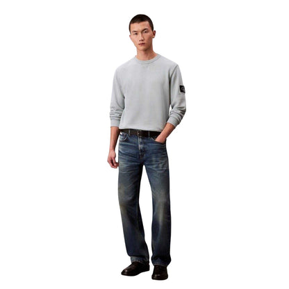 Overcast Grey - Pack Shot - Calvin Klein Mens Badge Crew Neck Sweatshirt