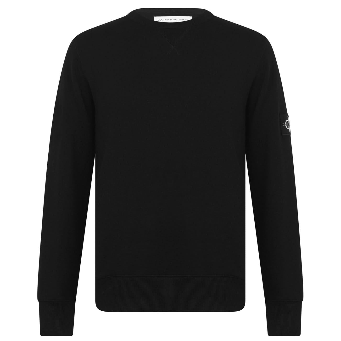 Black - Front - Calvin Klein Mens Badge Crew Neck Sweatshirt