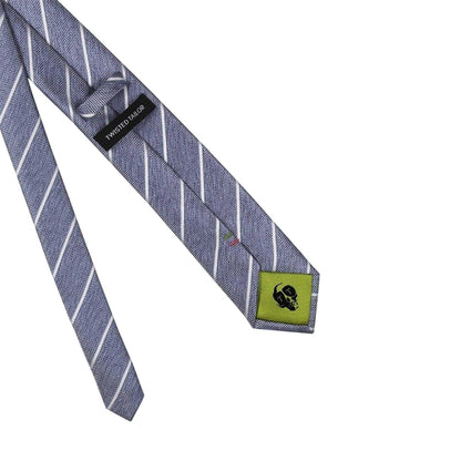 Blue - Side - Twisted Tailor Contrast Striped Tie