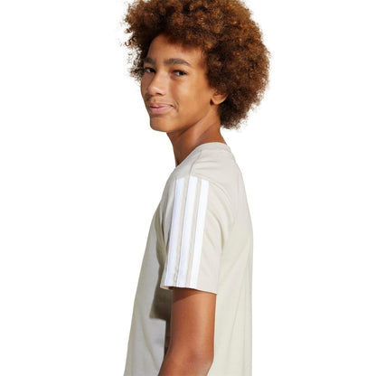 Grey - Side - Adidas Childrens-Kids Essentials 3 Stripes T-Shirt