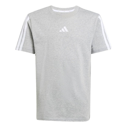 Grey-White - Front - Adidas Childrens-Kids Essentials 3 Stripes T-Shirt