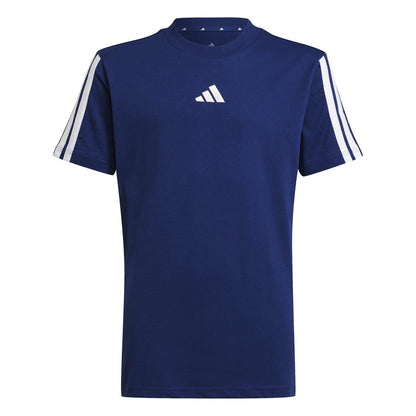 Navy-White - Front - Adidas Childrens-Kids Essentials 3 Stripes T-Shirt