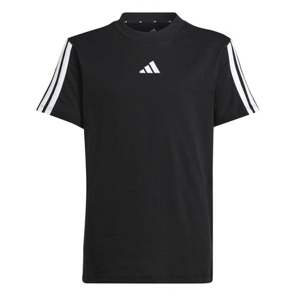 Black-White - Front - Adidas Childrens-Kids Essentials 3 Stripes T-Shirt