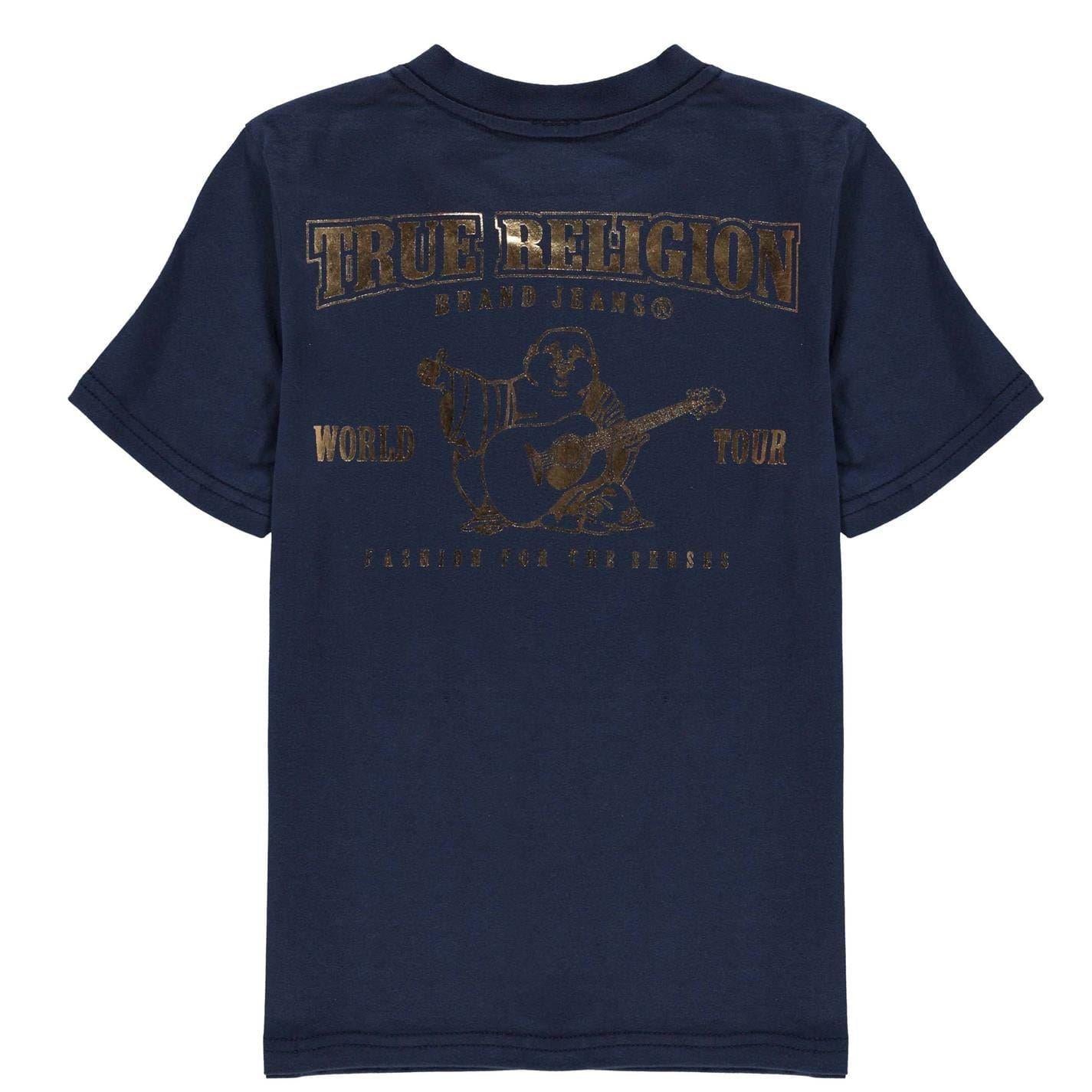 Navy - Back - True Religion Boys Horseshoe Crew Neck Short-Sleeved T-Shirt