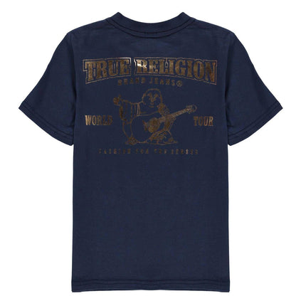 Navy - Back - True Religion Boys Horseshoe Crew Neck Short-Sleeved T-Shirt