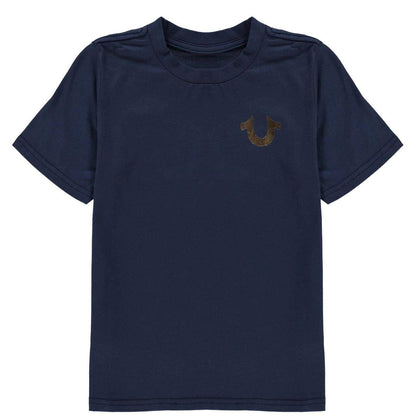 Navy - Front - True Religion Boys Horseshoe Crew Neck Short-Sleeved T-Shirt
