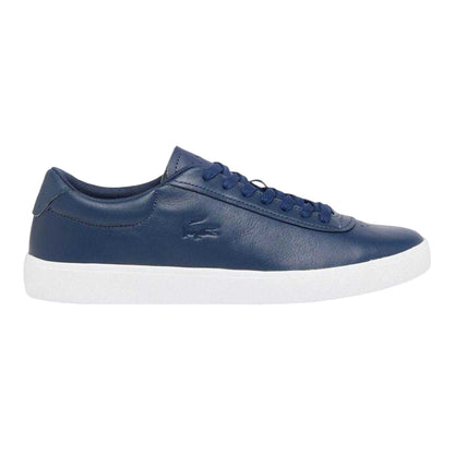 Navy-White - Side - Lacoste Mens Baseshot Leather Trainers