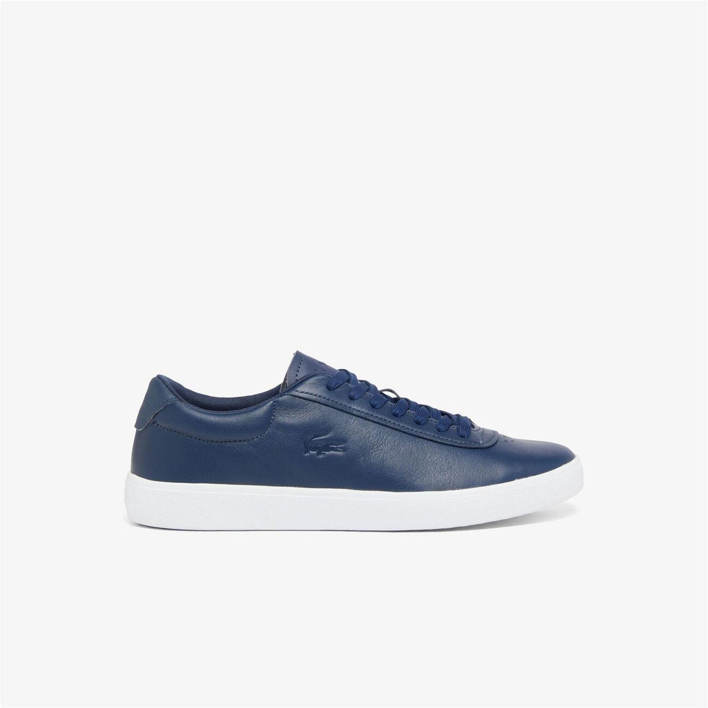Navy Blue-White - Front - Lacoste Mens Baseshot Leather Trainers