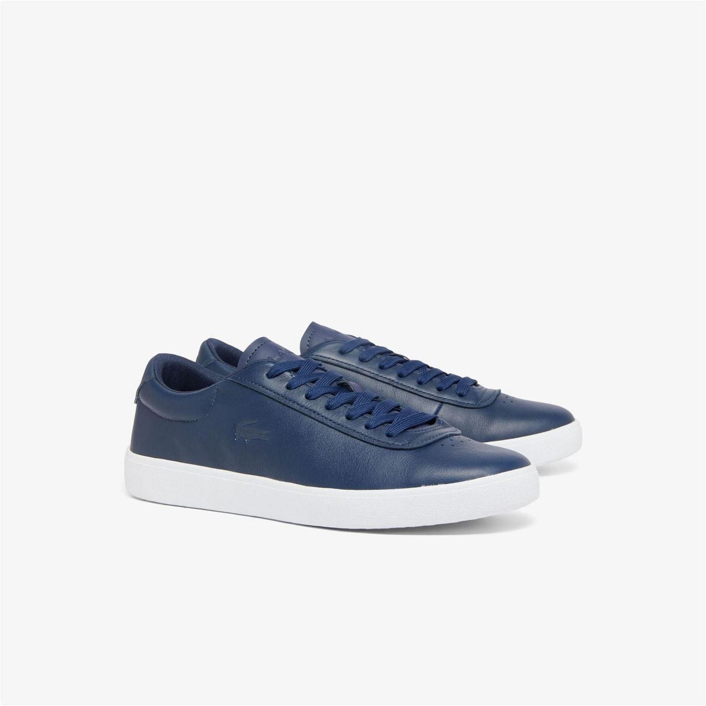 Navy Blue-White - Back - Lacoste Mens Baseshot Leather Trainers