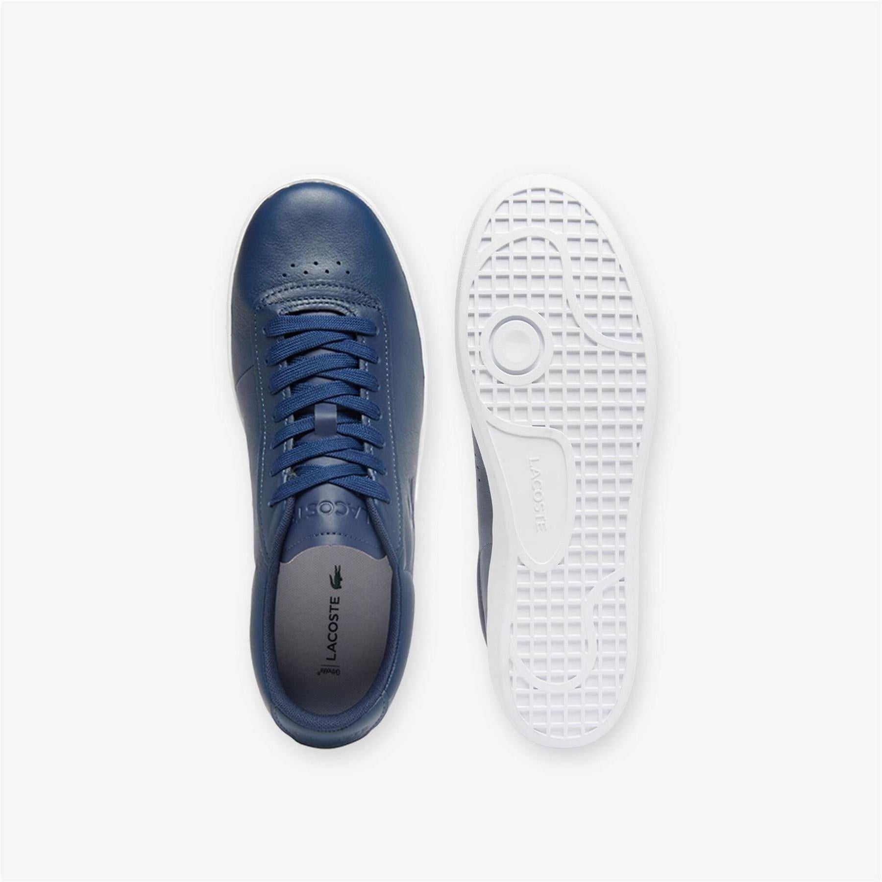 Navy Blue-White - Lifestyle - Lacoste Mens Baseshot Leather Trainers