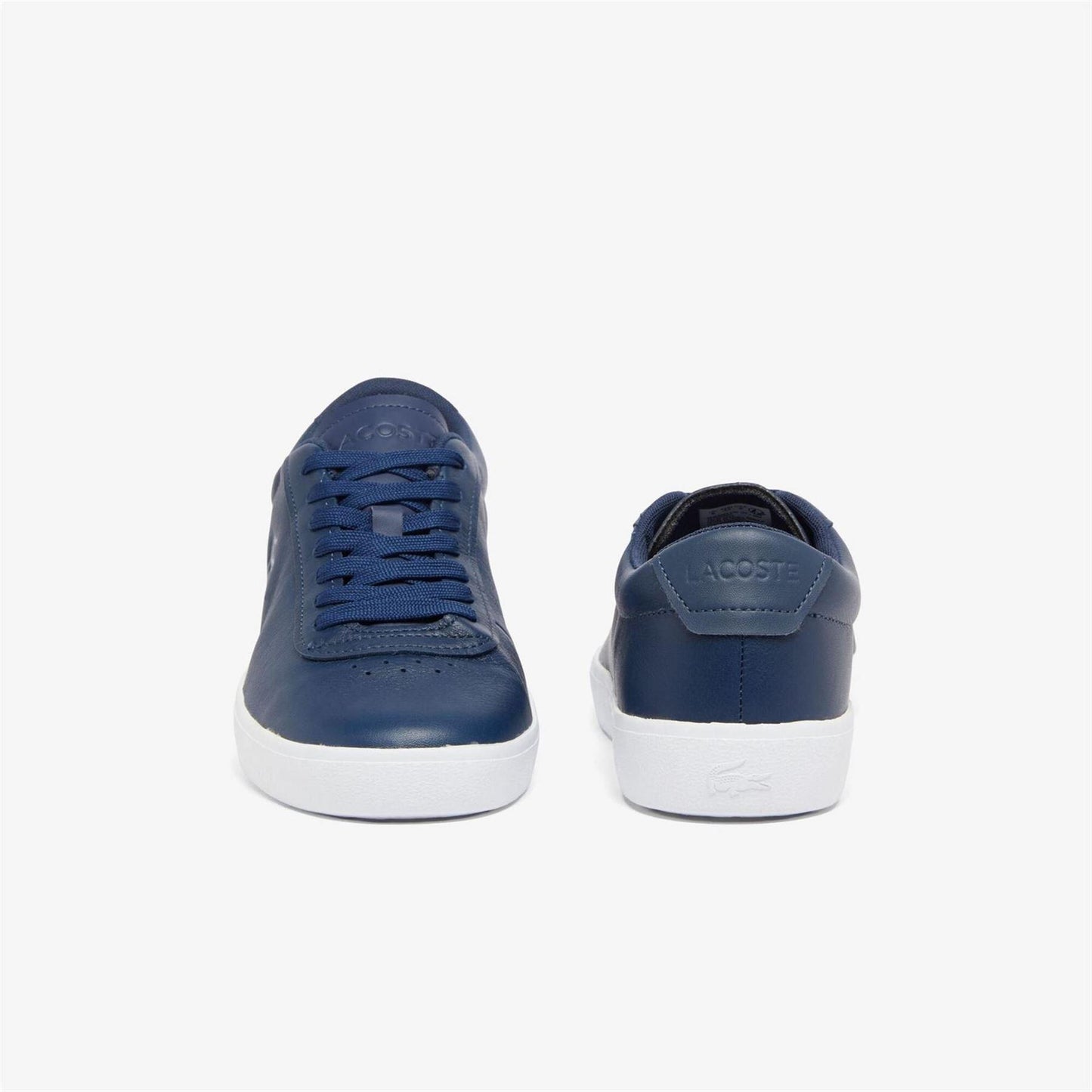 Navy Blue-White - Pack Shot - Lacoste Mens Baseshot Leather Trainers