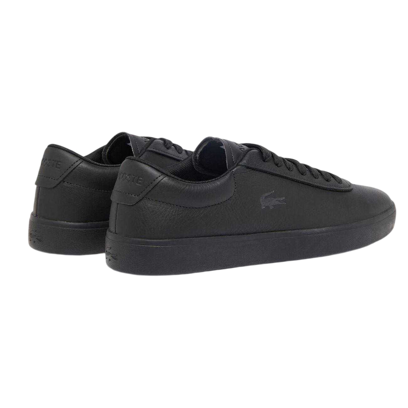 Black - Back - Lacoste Mens Baseshot Leather Flat Trainers
